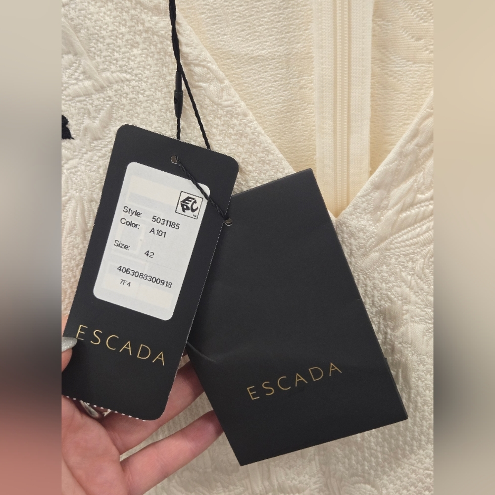 NWT Escada Embroidered Jacquard Dress Sz 42 - Picture 9 of 16